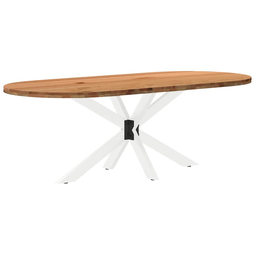 Eettafel 220x100x74 cm ovaal massief eikenhout lichtbruin