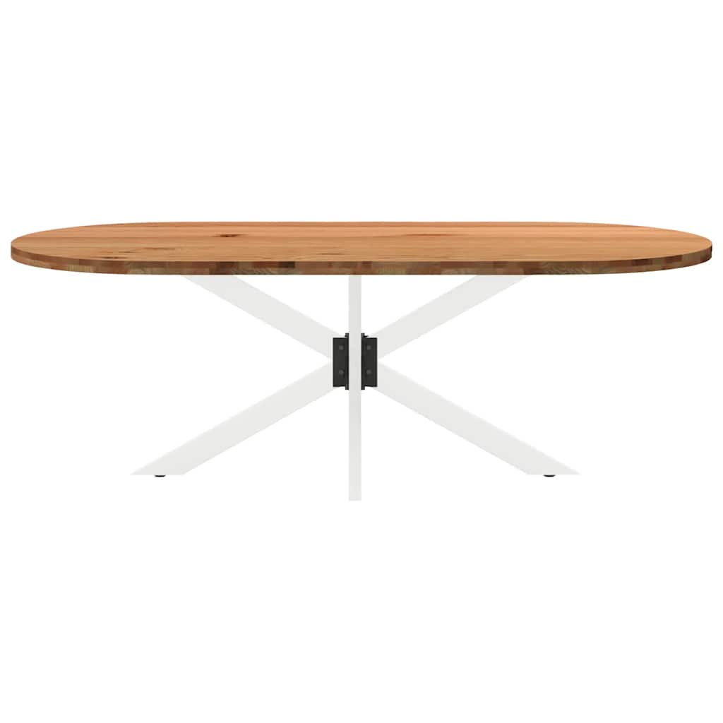 Eettafel 220x100x74 cm ovaal massief eikenhout lichtbruin