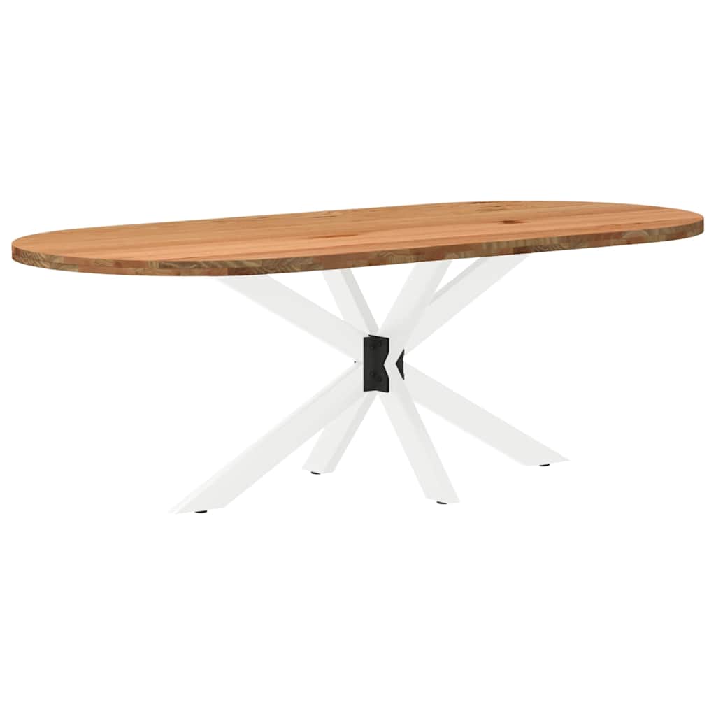 Eettafel 220x100x74 cm ovaal massief eikenhout lichtbruin