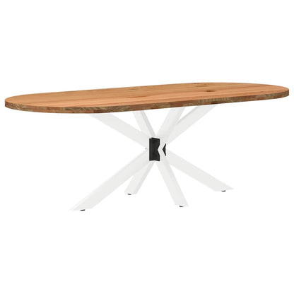 Eettafel 220x100x74 cm ovaal massief eikenhout lichtbruin