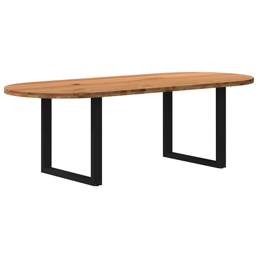 Eettafel 240x100x74 cm ovaal massief eikenhout lichtbruin