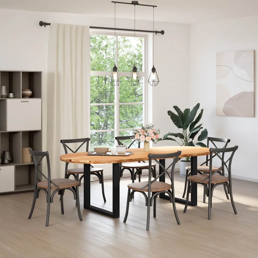 Eettafel 240x100x74 cm ovaal massief eikenhout lichtbruin
