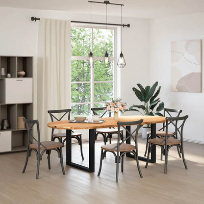 Eettafel 240x100x74 cm ovaal massief eikenhout lichtbruin