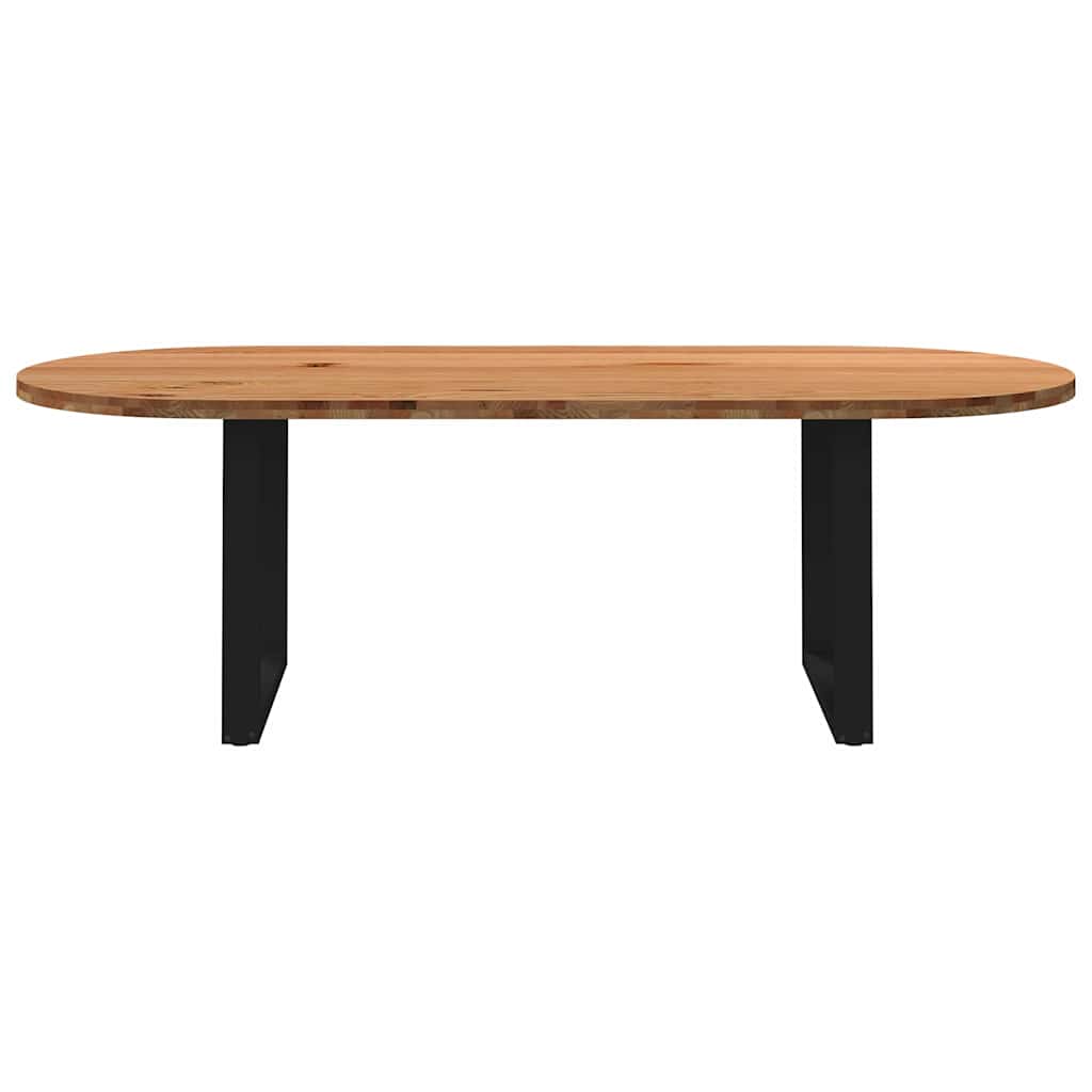 Eettafel 240x100x74 cm ovaal massief eikenhout lichtbruin