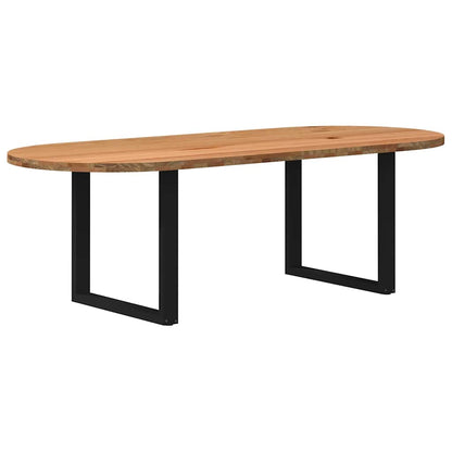Eettafel 240x100x74 cm ovaal massief eikenhout lichtbruin