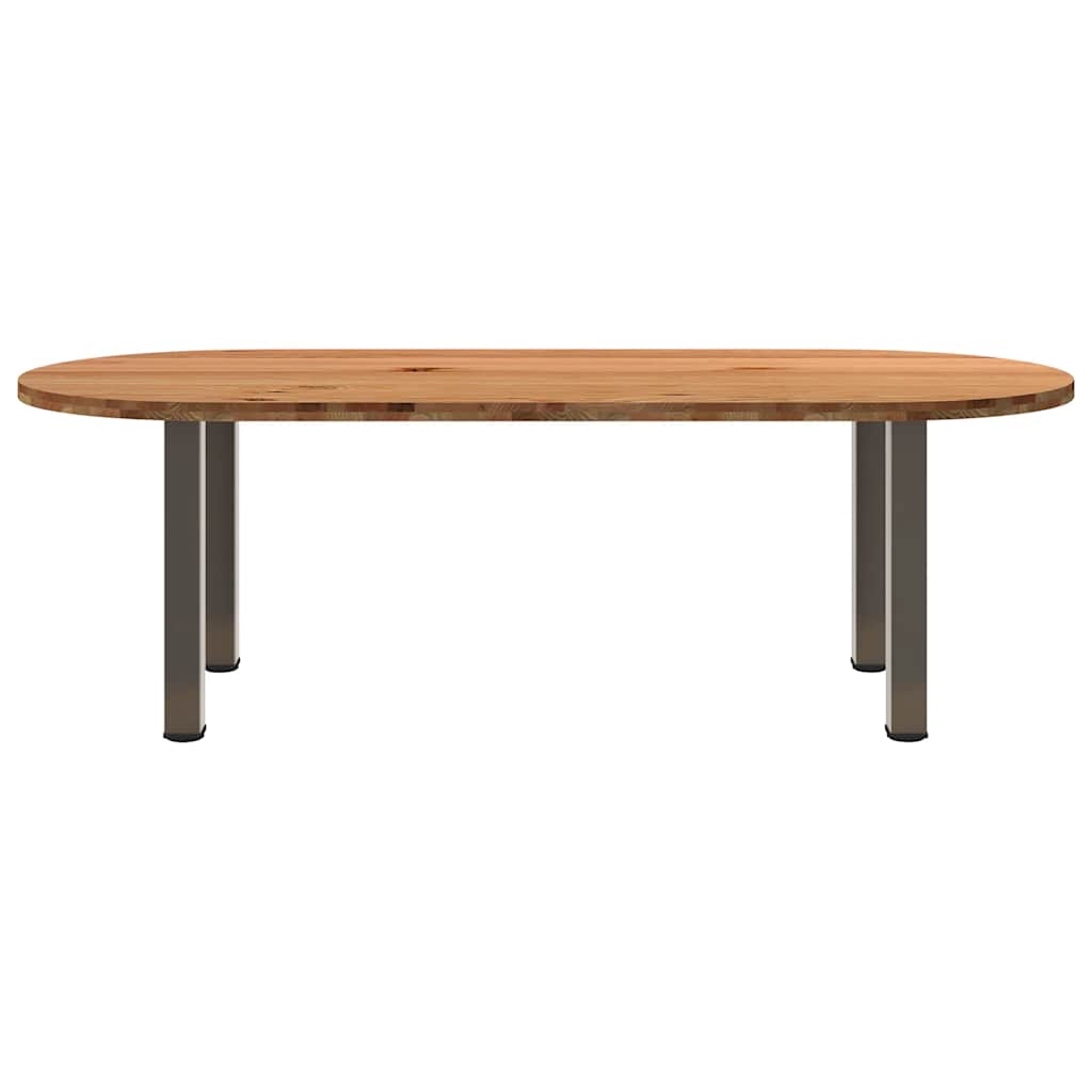 Eettafel 240x100x74 cm ovaal massief eikenhout lichtbruin
