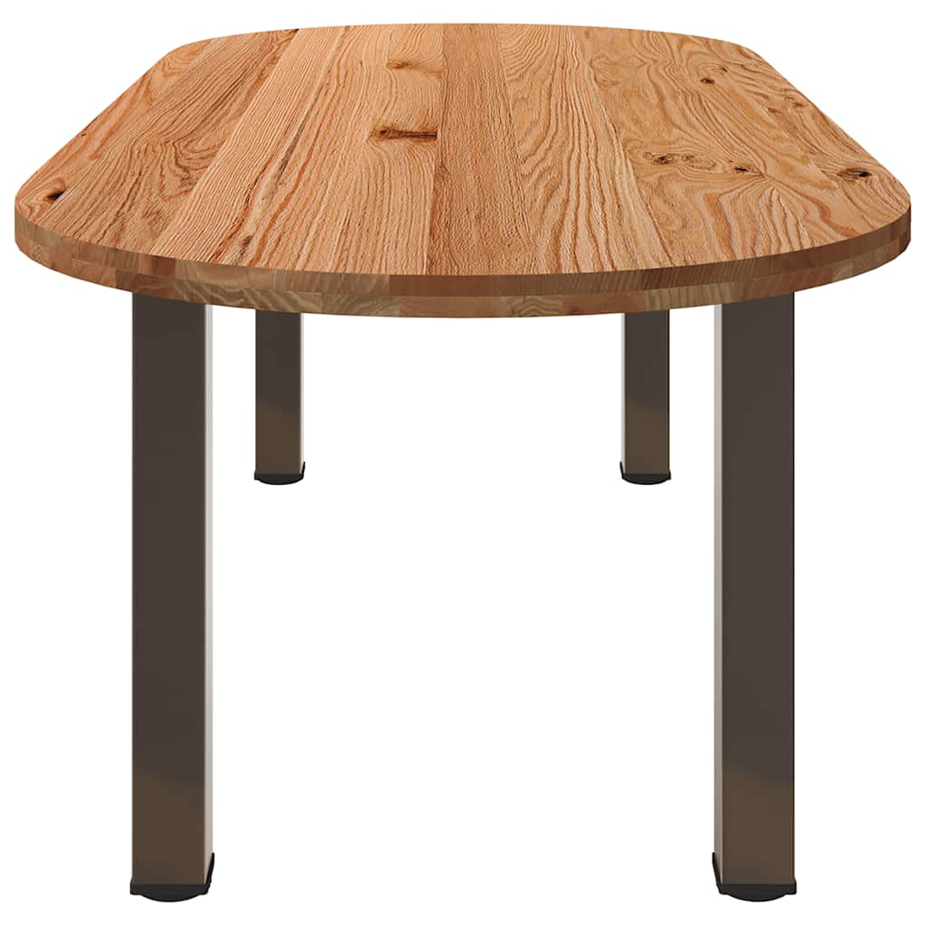 Eettafel 240x100x74 cm ovaal massief eikenhout lichtbruin