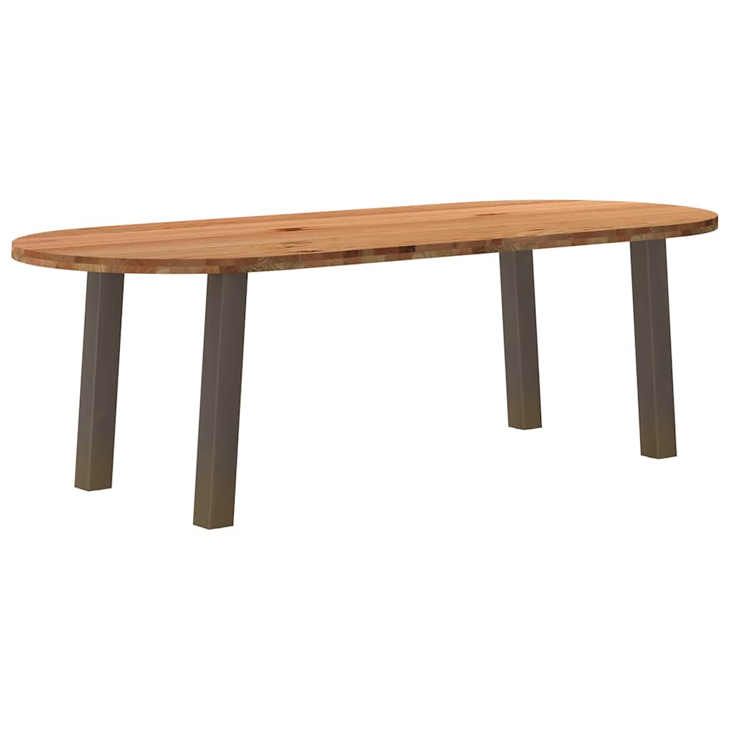 Eettafel 240x100x74 cm ovaal massief eikenhout lichtbruin