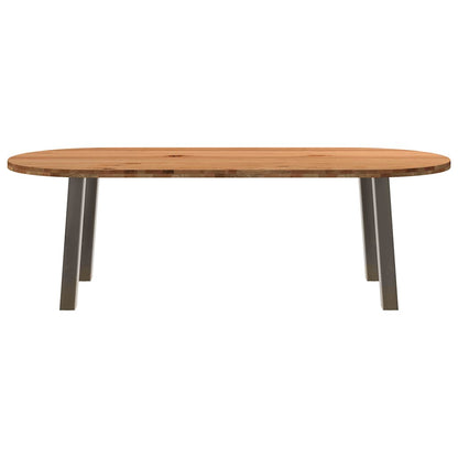 Eettafel 240x100x74 cm ovaal massief eikenhout lichtbruin