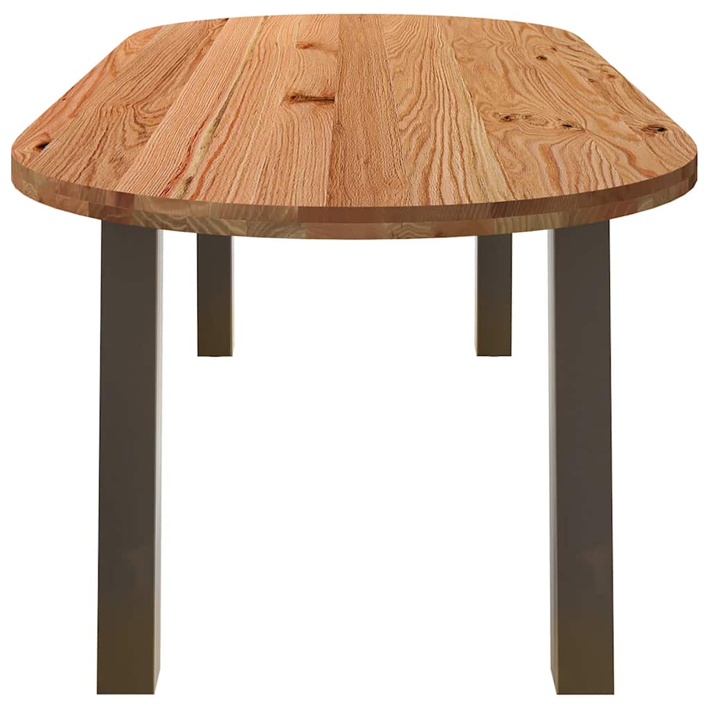 Eettafel 240x100x74 cm ovaal massief eikenhout lichtbruin