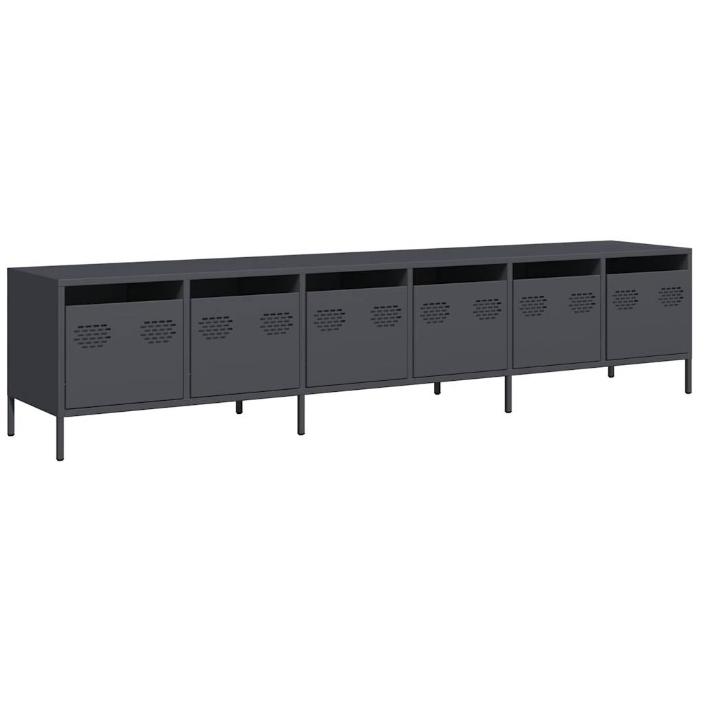 Tv-meubel 202x39x43,5 cm koudgewalst staal antracietkleurig
