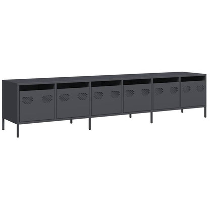 Tv-meubel 202x39x43,5 cm koudgewalst staal antracietkleurig