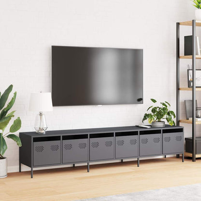Tv-meubel 202x39x43,5 cm koudgewalst staal antracietkleurig