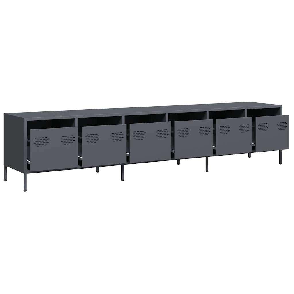 Tv-meubel 202x39x43,5 cm koudgewalst staal antracietkleurig