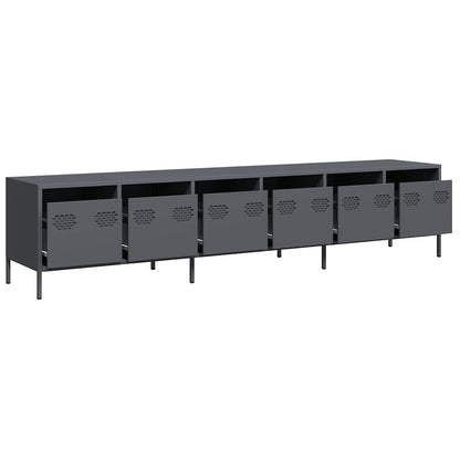 Tv-meubel 202x39x43,5 cm koudgewalst staal antracietkleurig