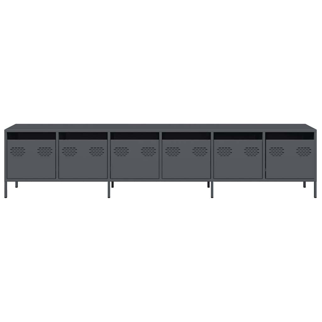 Tv-meubel 202x39x43,5 cm koudgewalst staal antracietkleurig