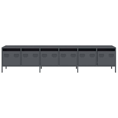 Tv-meubel 202x39x43,5 cm koudgewalst staal antracietkleurig