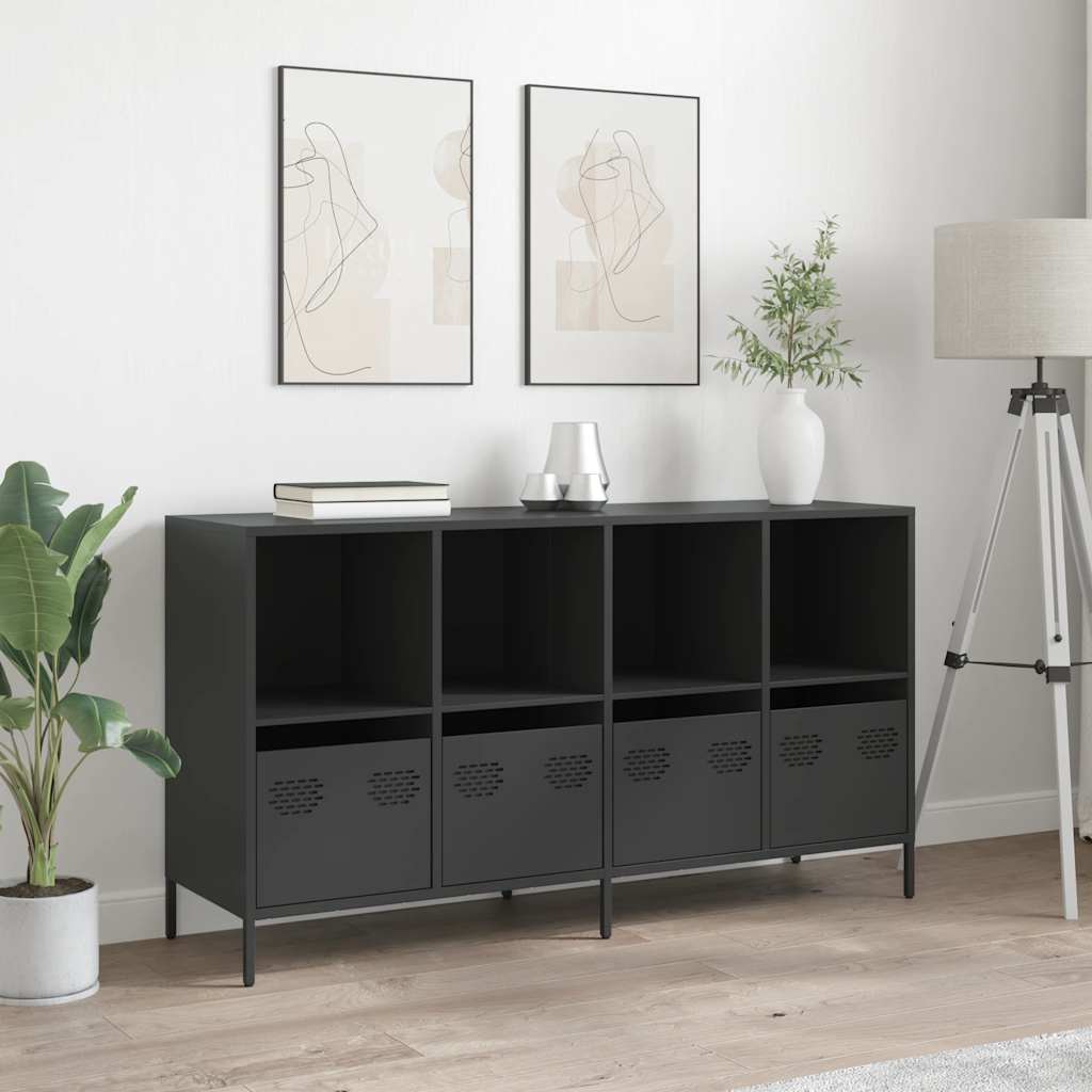 Dressoir 135x39x73,5 cm koudgewalst staal zwart