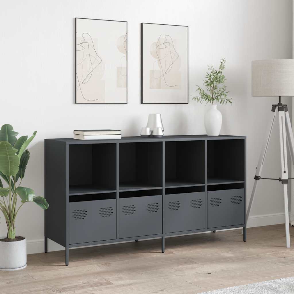 Dressoir 135x39x73,5 cm koudgewalst staal antracietkleurig