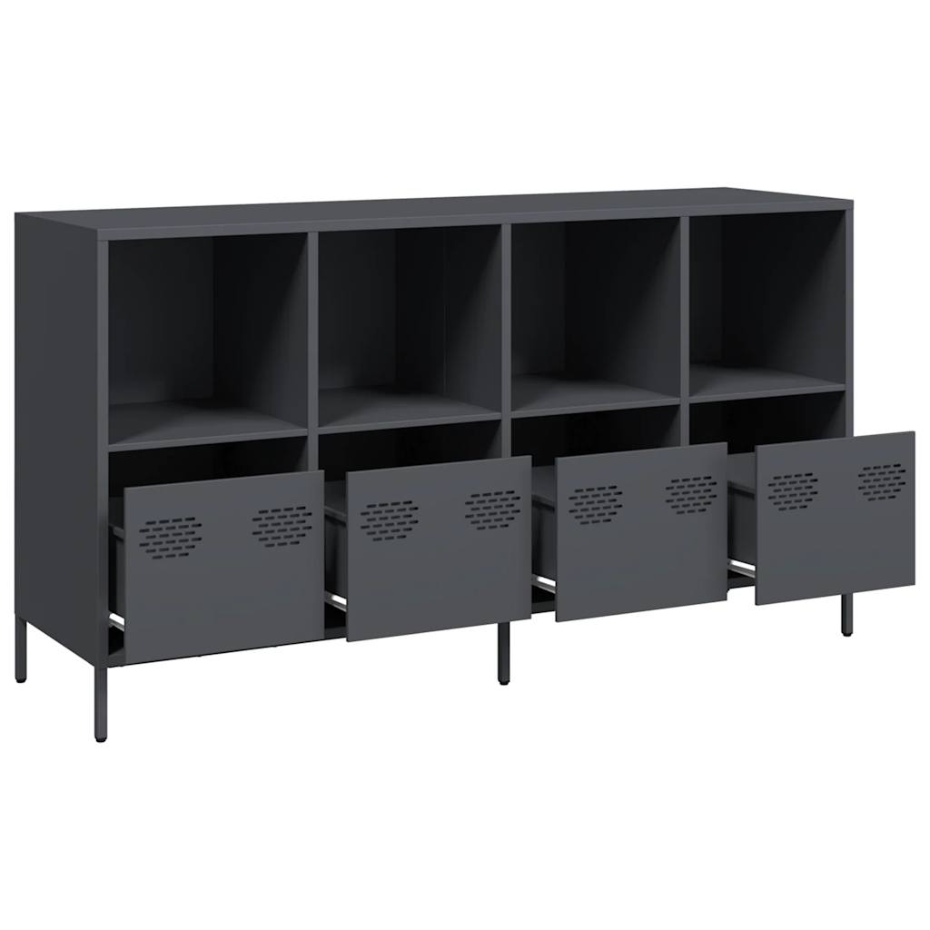 Dressoir 135x39x73,5 cm koudgewalst staal antracietkleurig