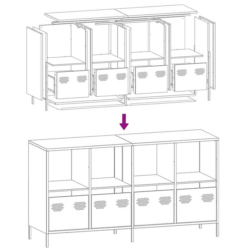 Dressoir 135x39x73,5 cm koudgewalst staal antracietkleurig