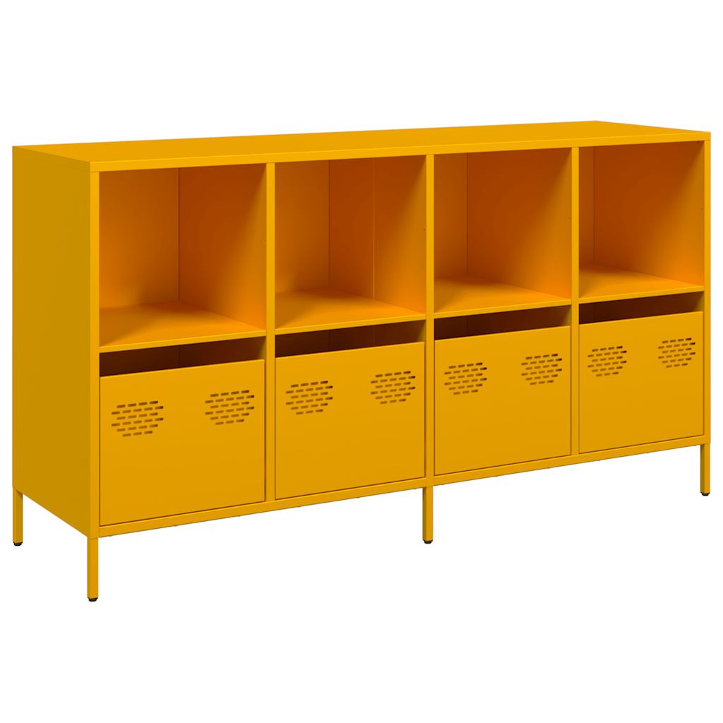 Dressoir 135x39x73,5 cm koudgewalst staal mosterdgeel