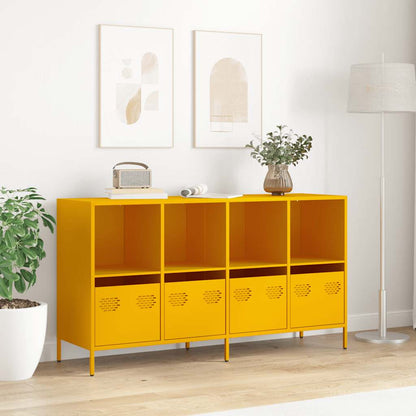 Dressoir 135x39x73,5 cm koudgewalst staal mosterdgeel