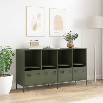 Dressoir 135x39x73,5 cm koudgewalst staal olijfgroen