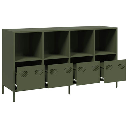 Dressoir 135x39x73,5 cm koudgewalst staal olijfgroen