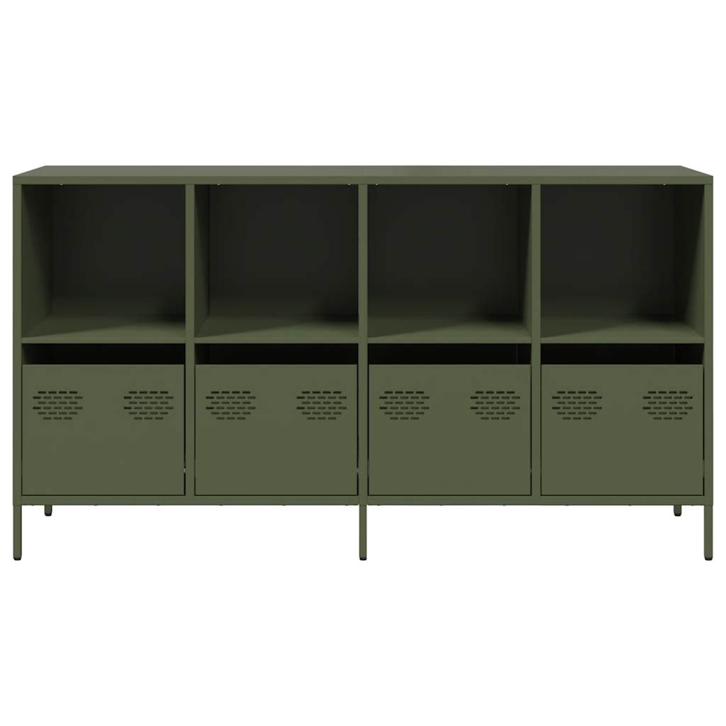 Dressoir 135x39x73,5 cm koudgewalst staal olijfgroen
