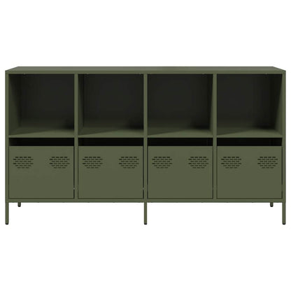 Dressoir 135x39x73,5 cm koudgewalst staal olijfgroen