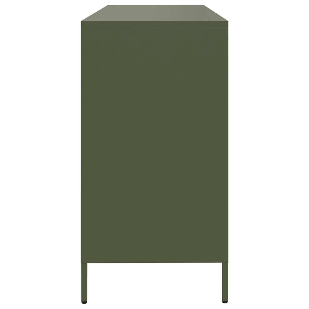 Dressoir 135x39x73,5 cm koudgewalst staal olijfgroen
