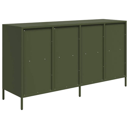 Dressoir 135x39x73,5 cm koudgewalst staal olijfgroen