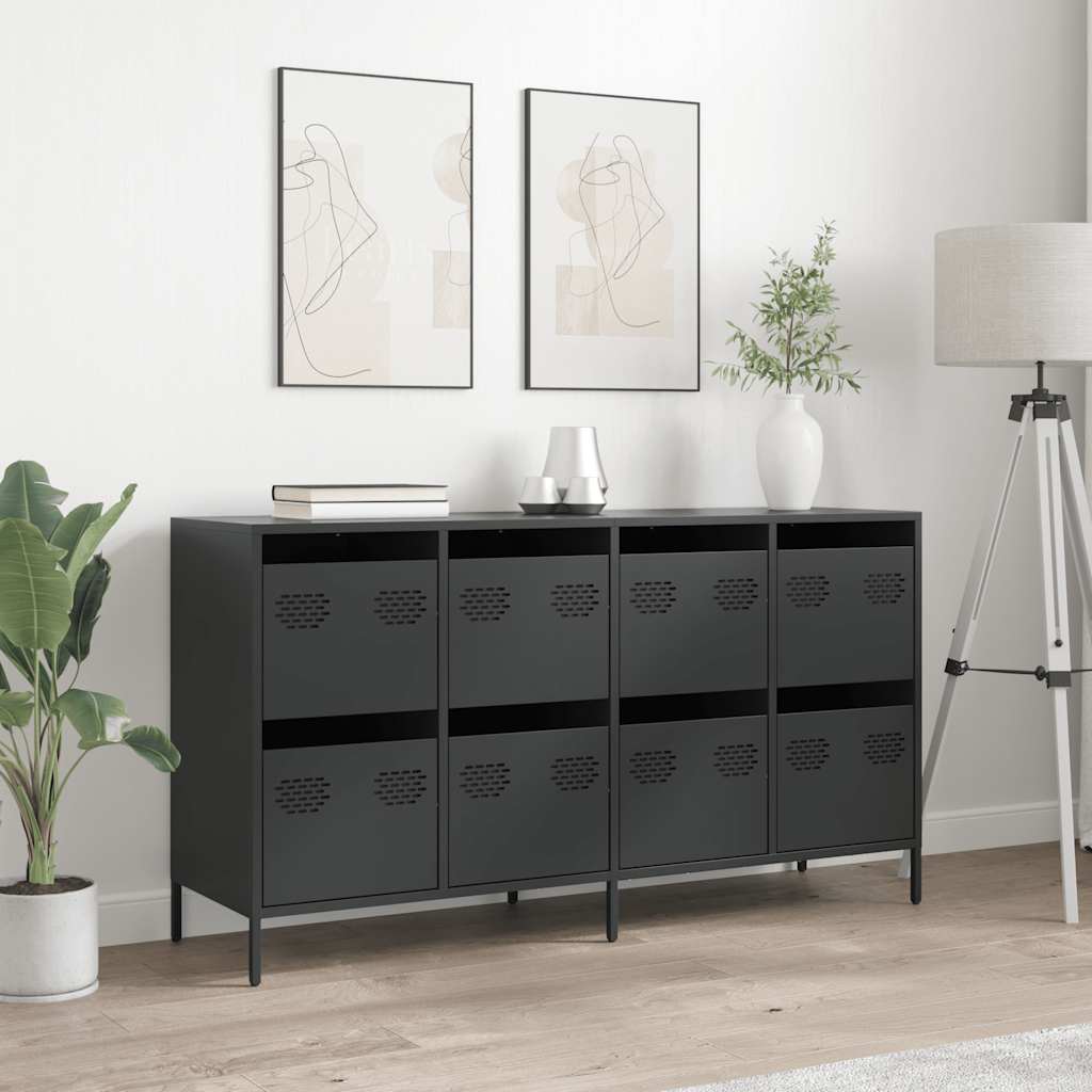 Dressoir 135x39x73,5 cm koudgewalst staal zwart