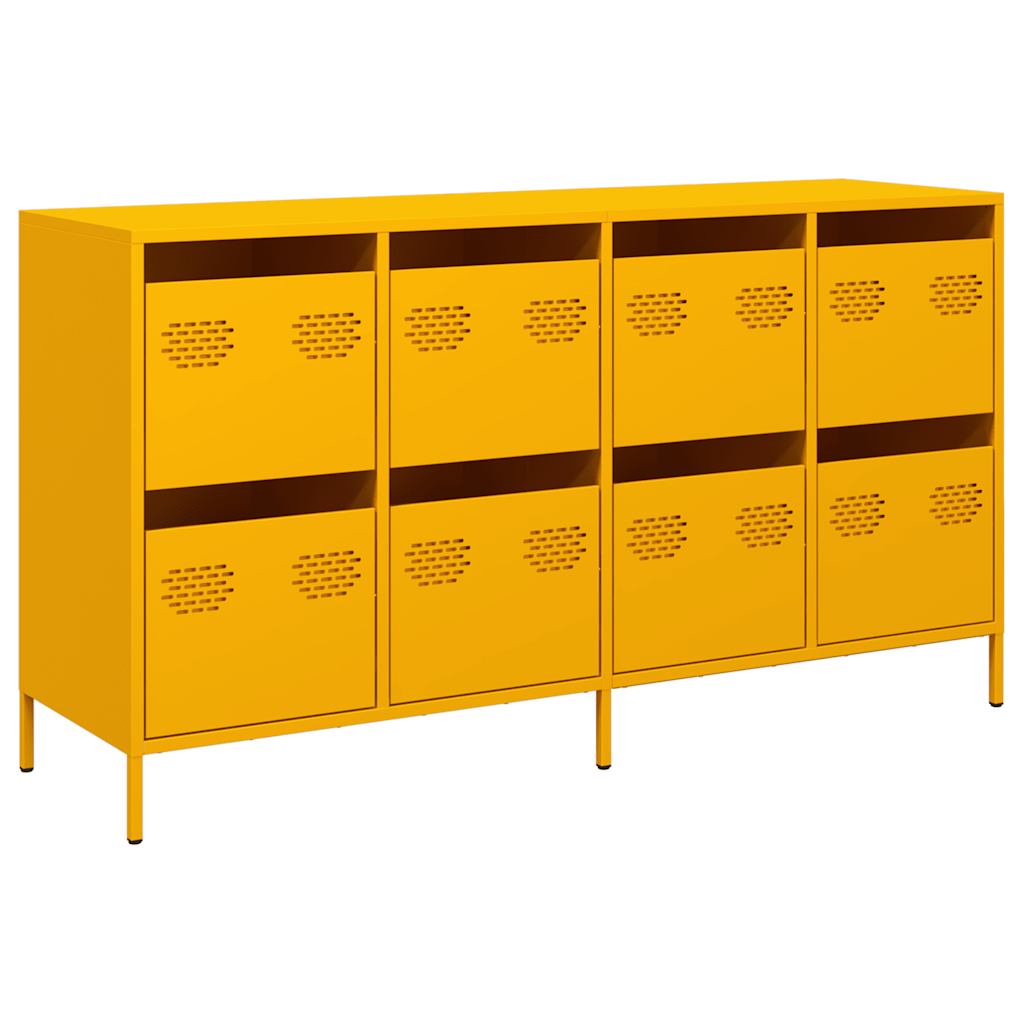 Dressoir 135x39x73,5 cm koudgewalst staal mosterdgeel