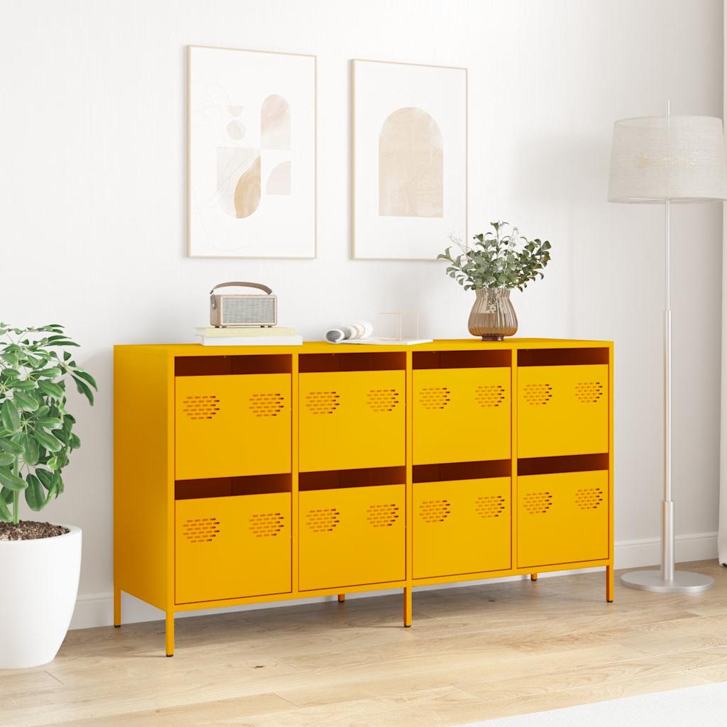 Dressoir 135x39x73,5 cm koudgewalst staal mosterdgeel