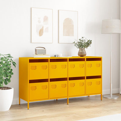 Dressoir 135x39x73,5 cm koudgewalst staal mosterdgeel
