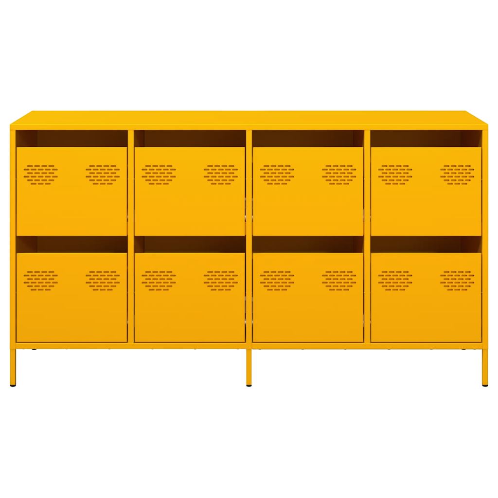 Dressoir 135x39x73,5 cm koudgewalst staal mosterdgeel