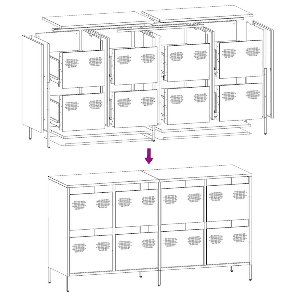 Dressoir 135x39x73,5 cm koudgewalst staal mosterdgeel