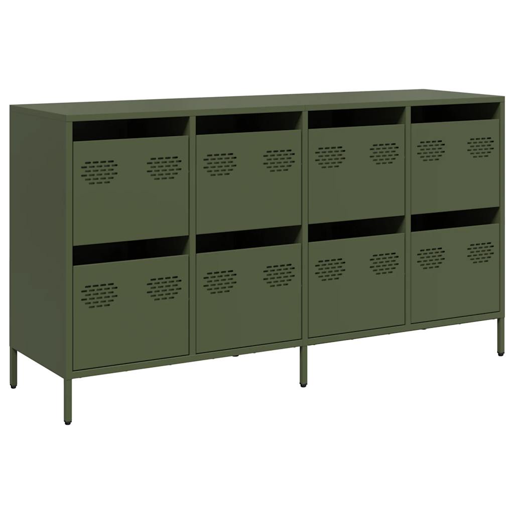 Dressoir 135x39x73,5 cm koudgewalst staal olijfgroen