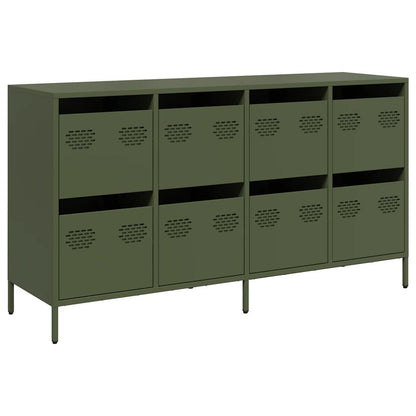 Dressoir 135x39x73,5 cm koudgewalst staal olijfgroen