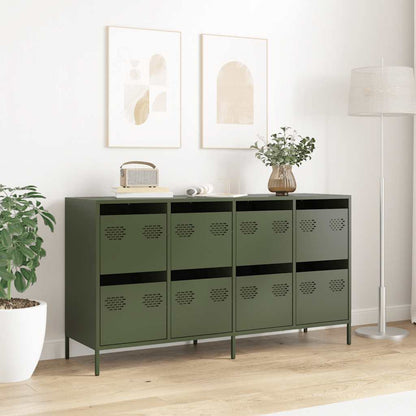 Dressoir 135x39x73,5 cm koudgewalst staal olijfgroen