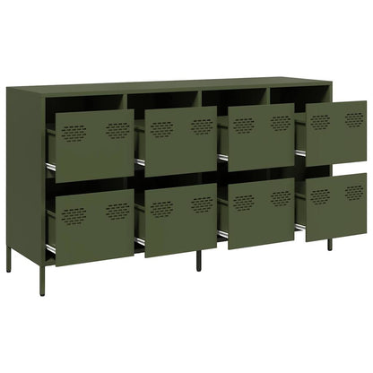 Dressoir 135x39x73,5 cm koudgewalst staal olijfgroen