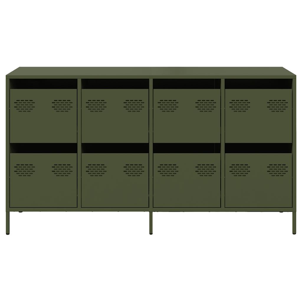 Dressoir 135x39x73,5 cm koudgewalst staal olijfgroen