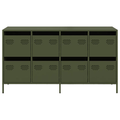 Dressoir 135x39x73,5 cm koudgewalst staal olijfgroen