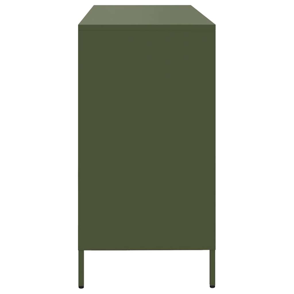 Dressoir 135x39x73,5 cm koudgewalst staal olijfgroen