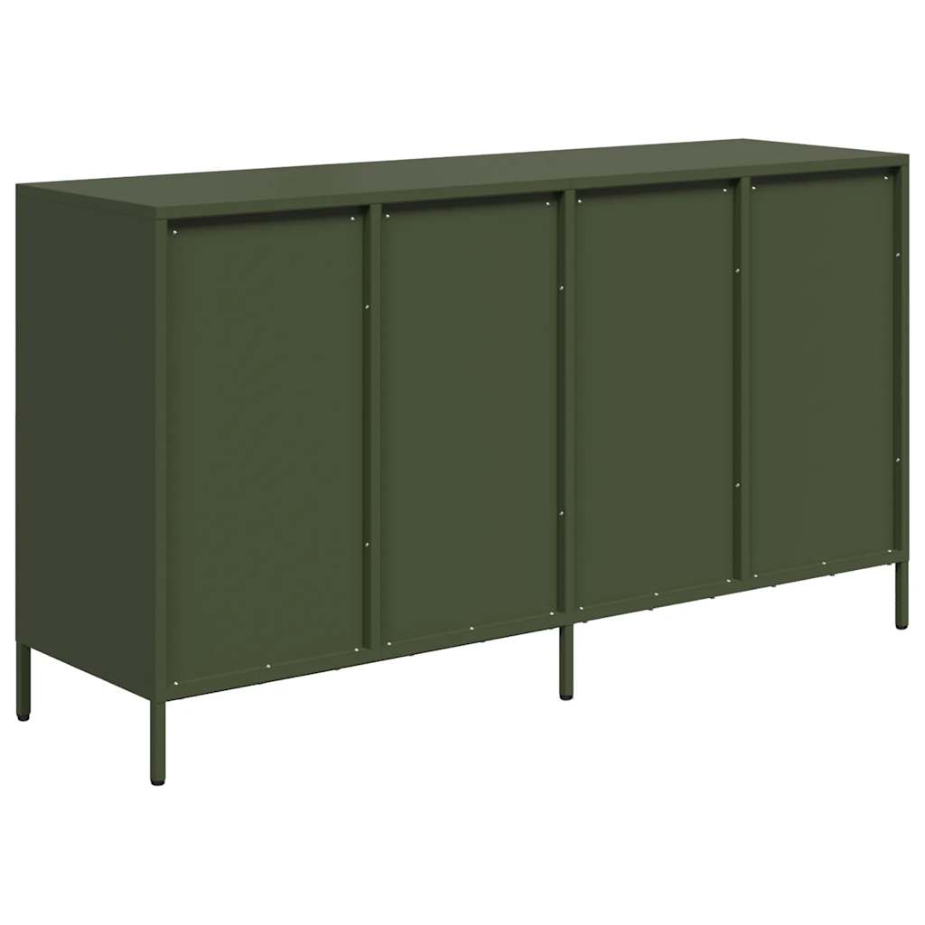 Dressoir 135x39x73,5 cm koudgewalst staal olijfgroen