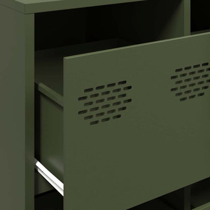 Dressoir 135x39x73,5 cm koudgewalst staal olijfgroen