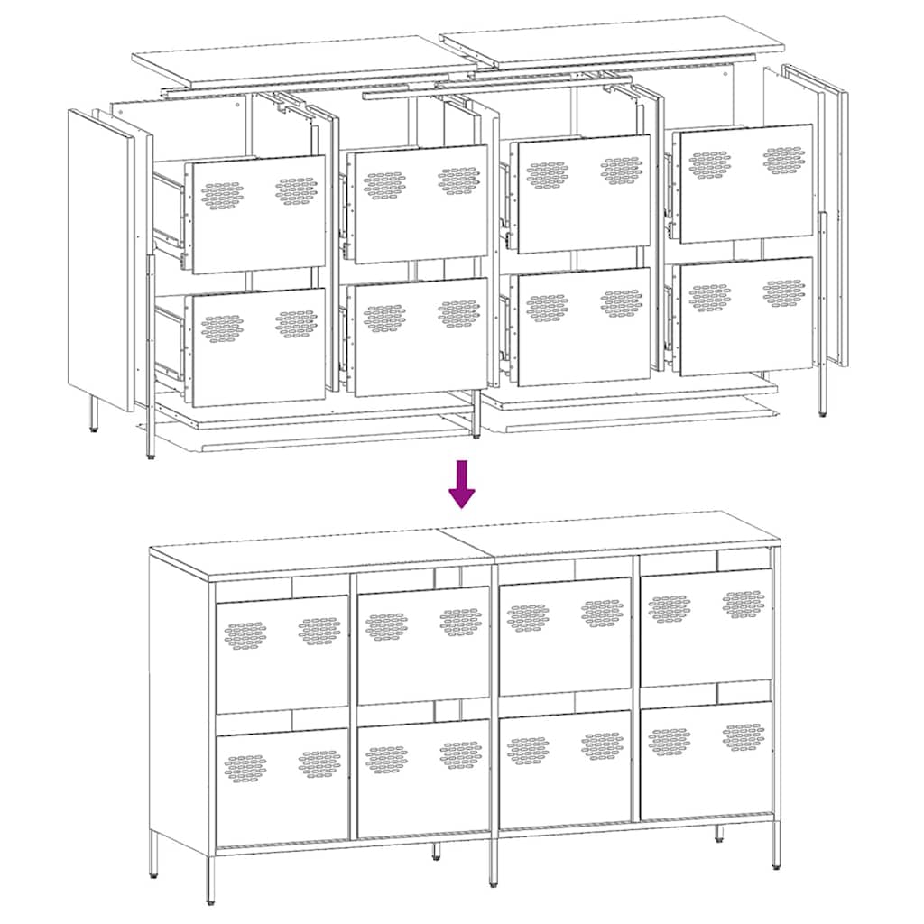 Dressoir 135x39x73,5 cm koudgewalst staal wit