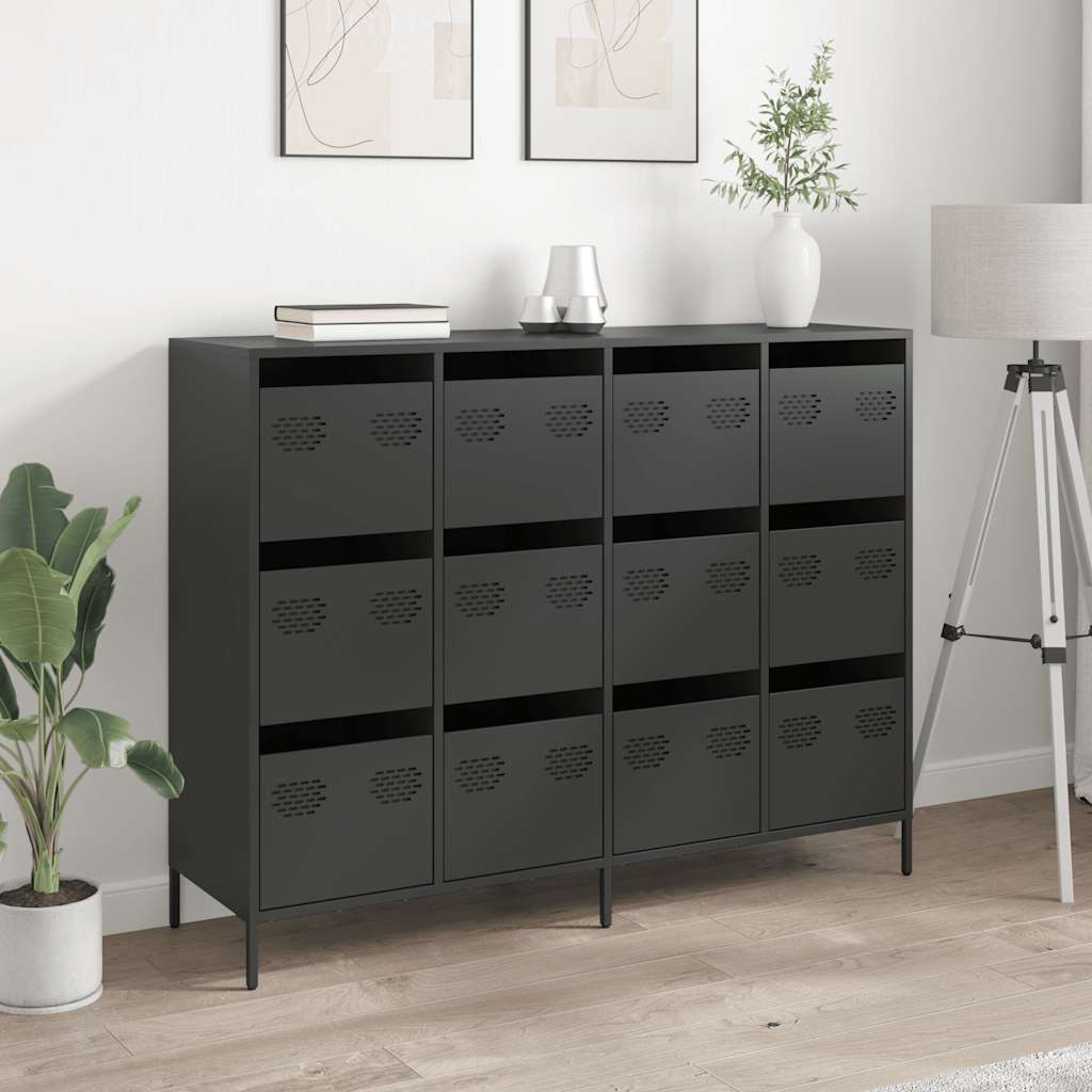 Dressoir 135x39x103,5 cm koudgewalst staal zwart
